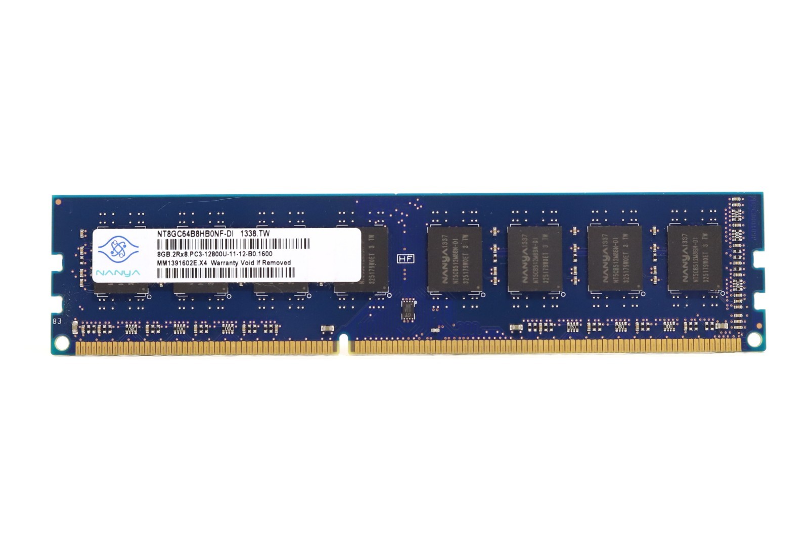 Nanya 8GB 2Rx8 PC3-12800U-11-12-B0 Non ECC Unbuffered RAM P/N: NT8GC64B8HB0NF-DI
