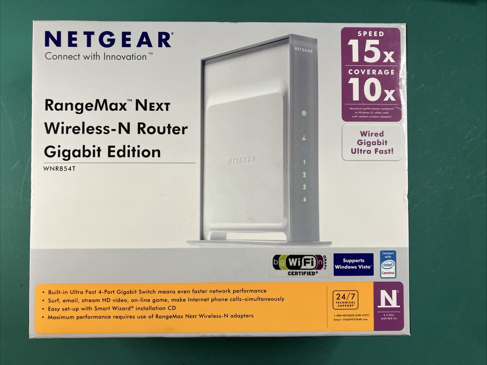 Netgear RangeMax Wireless-N  Router. Gigabit Edition, WNR854T. VERY GOOD.