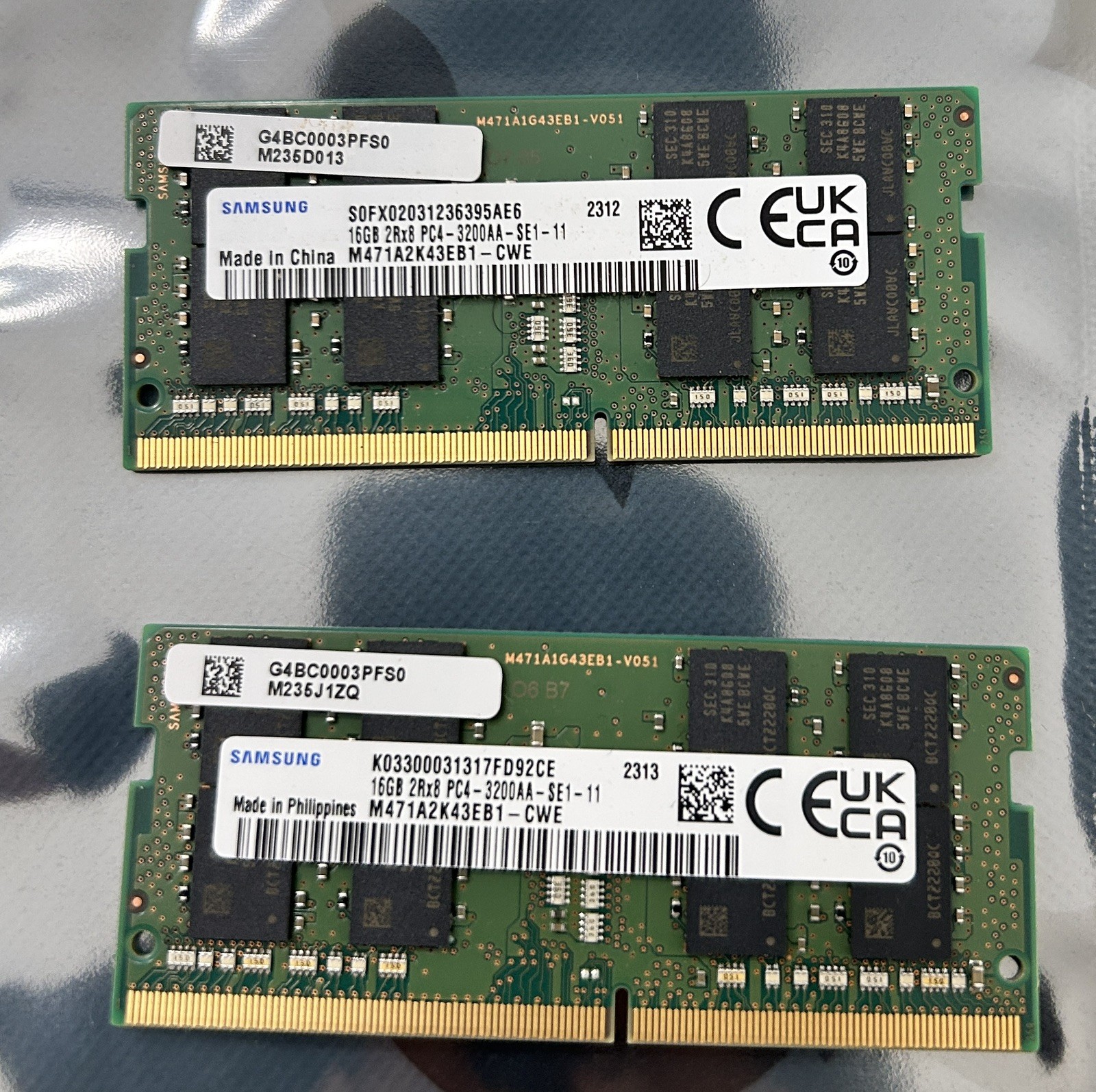 Samsung 16GB  2 X 2Rx8 DDR4 Laptop Memory RAM 3200AA-PC4 (Lot of 2) 32GB Total