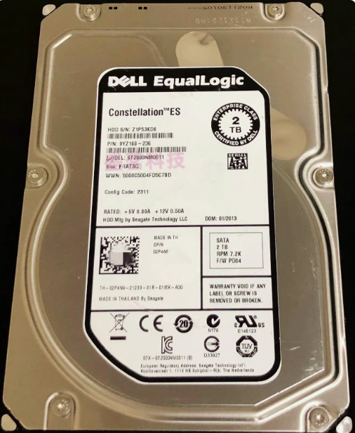 DELL Equallogic 7.2K 3.5" 2TB sata 9YZ168-236 PN:02P4N9 ST2000NM0011 Hard  Drive
