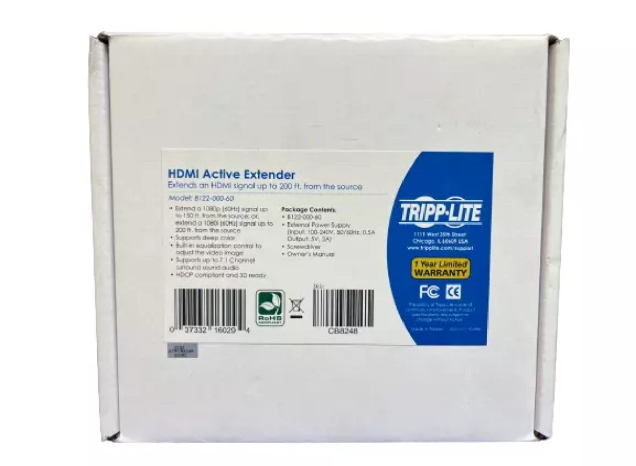 Tripp Lite B122-000-60 Extend HDMI Signal Up to 200ft 1080p New Open Box