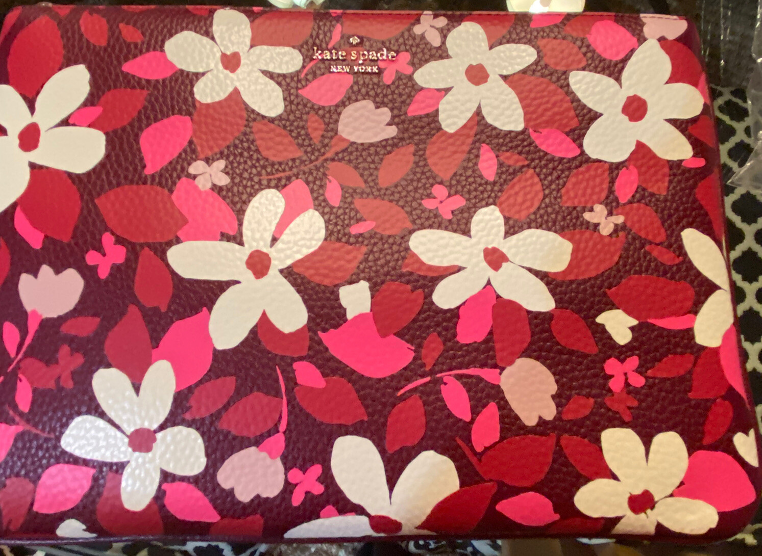 Kate Spade Large Zip Pouch Jackson Forest Floral NWT