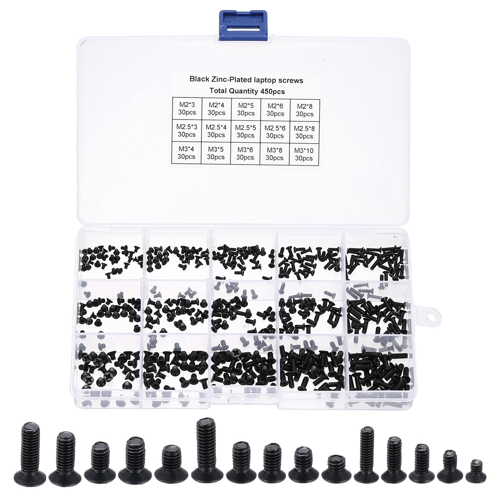 450Pcs Laptop Computer Screw for Universal Laptops PC, Black (30pcs of Each)