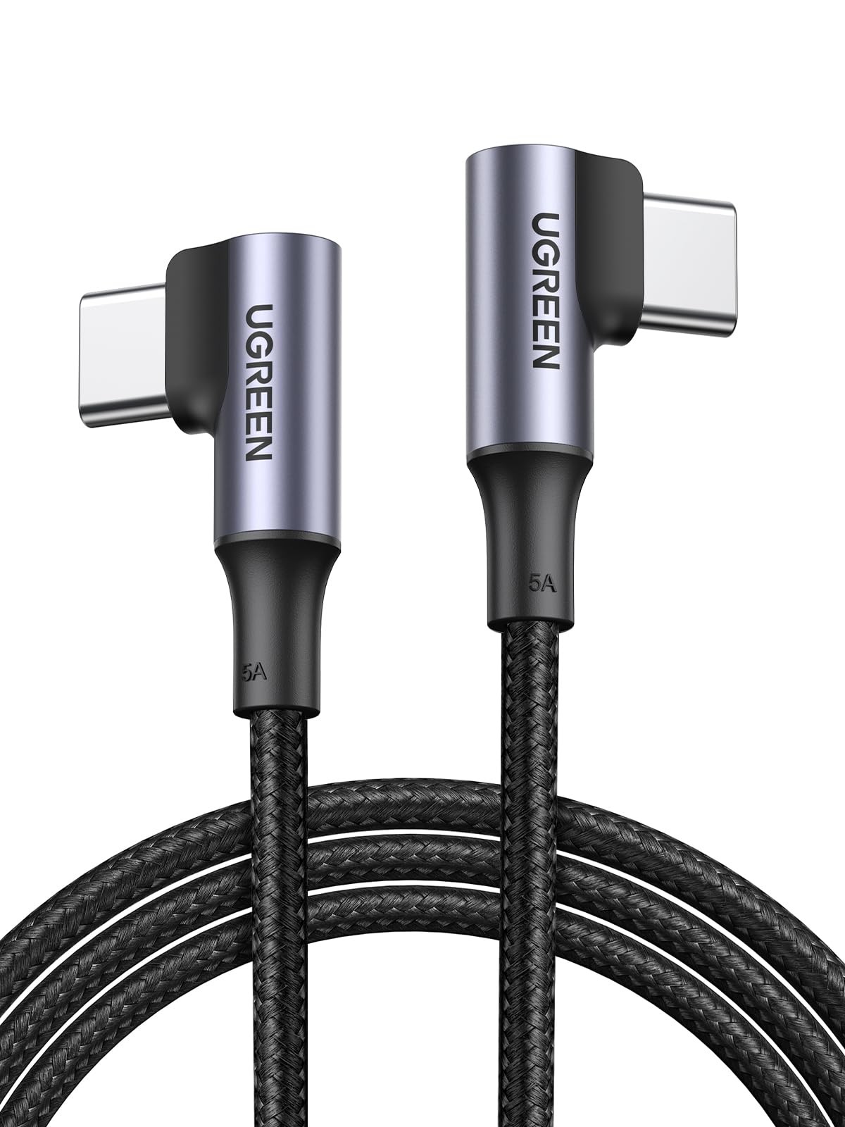 UGREEN 100W Right Angle USB C Cable, 90° Ends Fast Charging, 3.3FT, Black