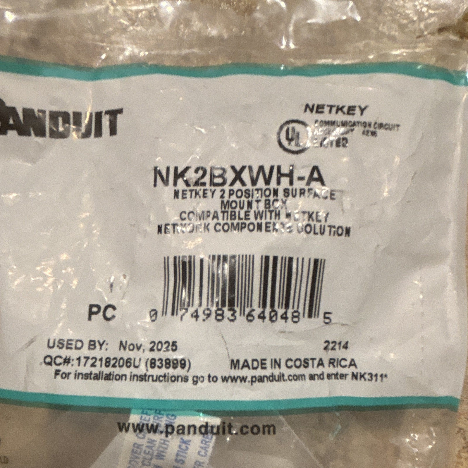 Panduit NetKey NK2BXWH-A 2-Position 2-Port Surface Mount Box White lot of 10