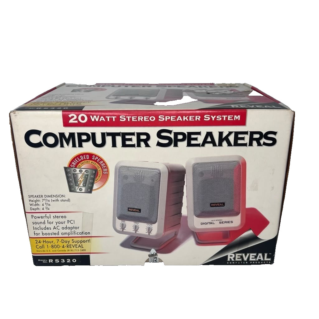 Reveal RS320 Digital Series Vintage Powered Computer Speakers NOS Rare 20W