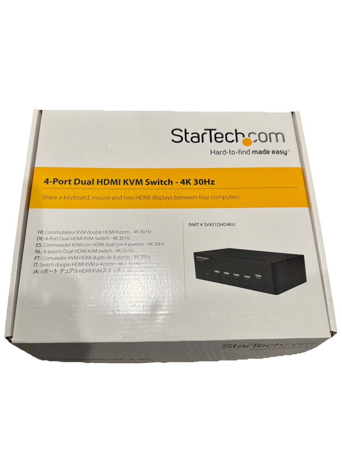 STARTECH.COM SV431DHD4KU HDMI 4 PORT 4K 30HZ DUAL DISPLAY KVM SWITCH