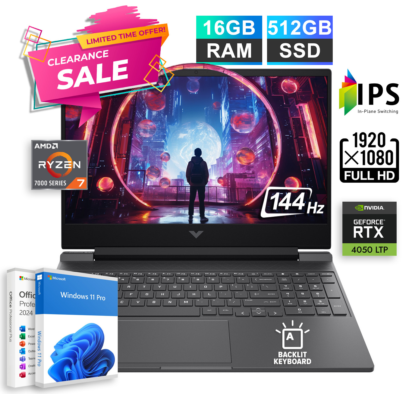 2026 HP Victus Gaming Laptop 15.6" Ryzen 7 NVIDIA RTX 4050, 16GB RAM & 512GB SSD