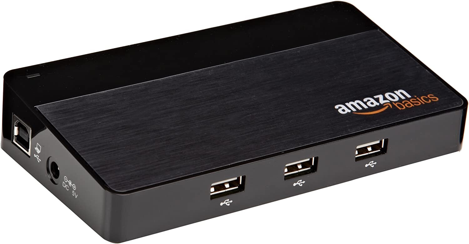 5PK 10-Port USB 2.0 Hub w/ Power Adapter and Cable 2 Fast Charge ports Plug&Play