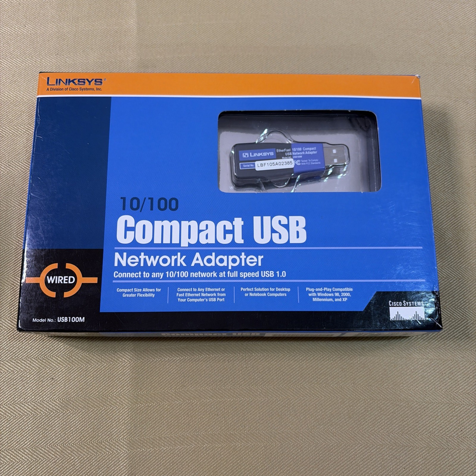 NEW Linksys Compact USB 2.0 Network Adapter USB200M to Ethernet 10/100 Wired