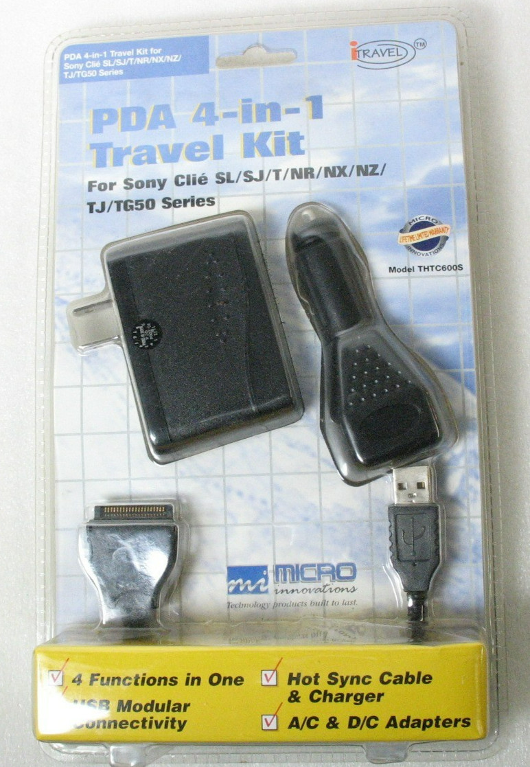 NIB Micro Innovations THTC600S  PDA 4-IN-1 Travel Kit For Sony Clie