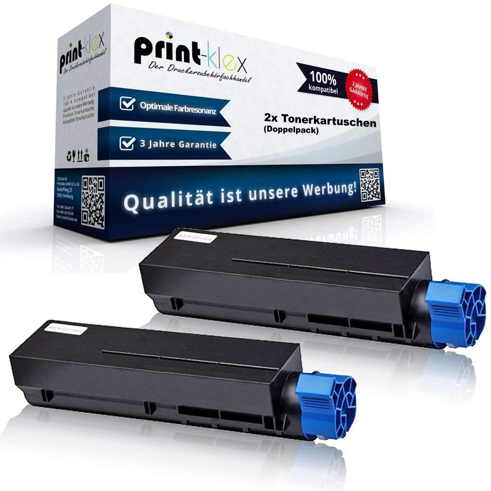 2X Print-Klex Toner Cartridges Compatible for Oki B 412 DN B 432 DN B 512 DN