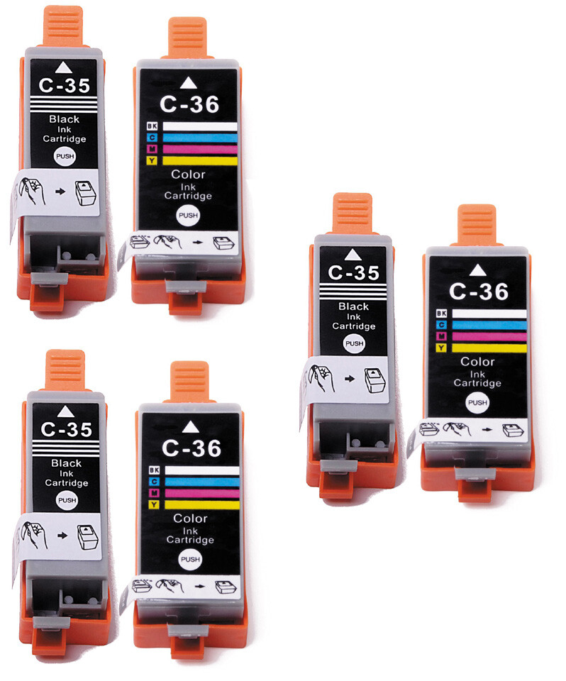 6PK PGI 35BK CLI 36C Ink Tanks + chip for Canon Pixma iP100 iP110 TR150 w/ chip