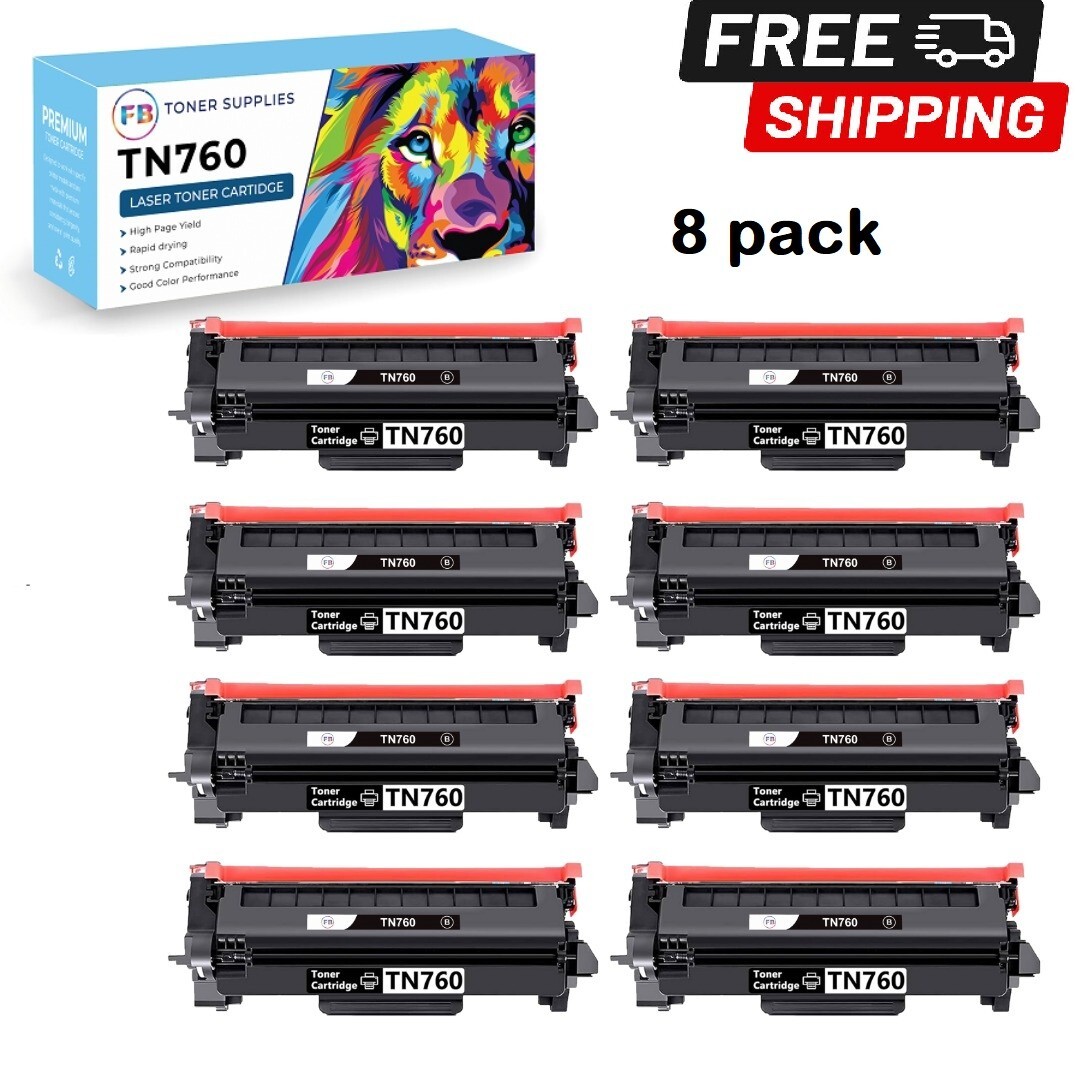 8 Pk TN760 Toner Cartridge /DR730 Drum for Brother MFC-L2710DW MFC-2750DW DCP-L