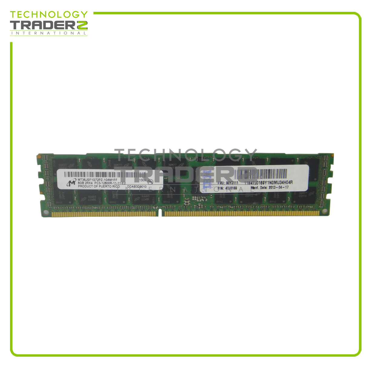 LOT OF 2 90Y3111 IBM 8GB PC3-12800R DDR3-1600MHz ECC Dual Rank Memory 47J0169