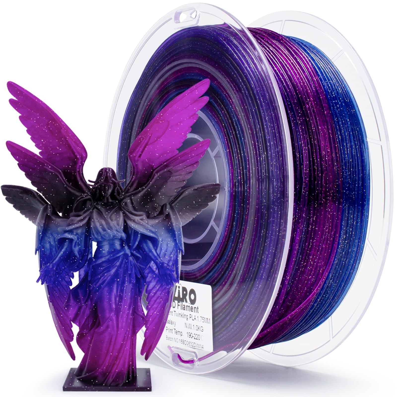 ZIRO Fast Color Change Twinkling PLA, 1.75mm 3D Printing Filament, Galaxy