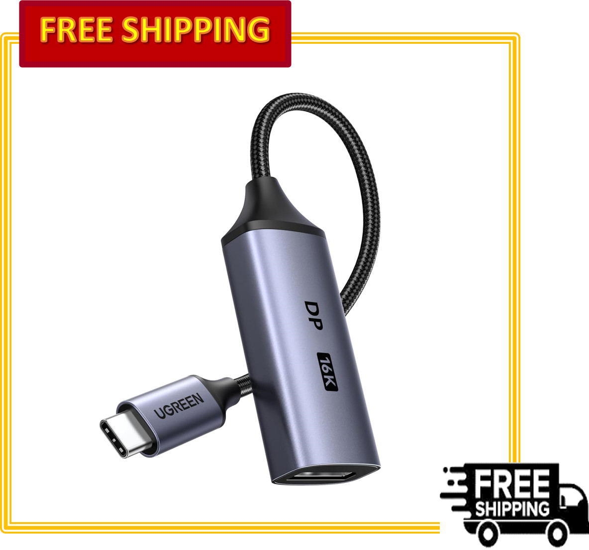 UGREEN 16K@60Hz USB C Thunderbolt 5/4 to DisplayPort 2.1 Adapter 80Gbps