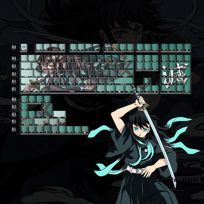 131 Keycaps Demon Slayer Tokitou Muichirou PBT Dye-sub for Cherry MX Keyboard