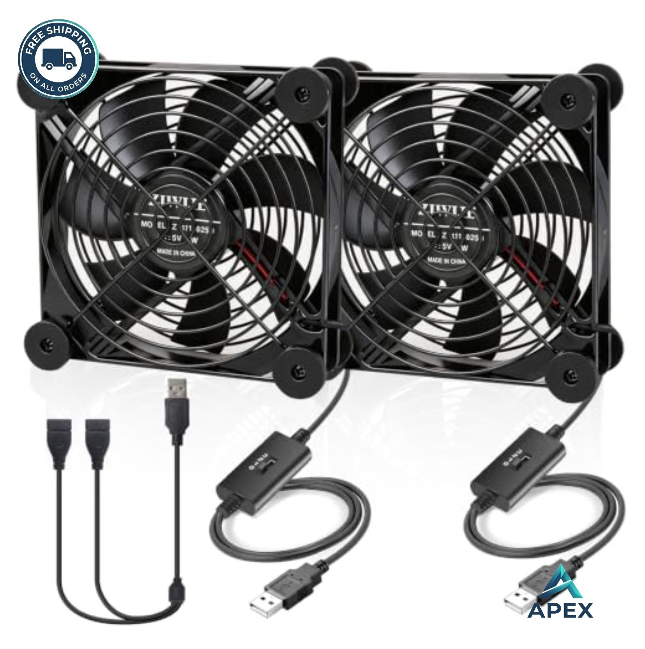 Quiet Dual 120mm USB Fan 5V Ball Bearing Cooling for Router TV Box Computer