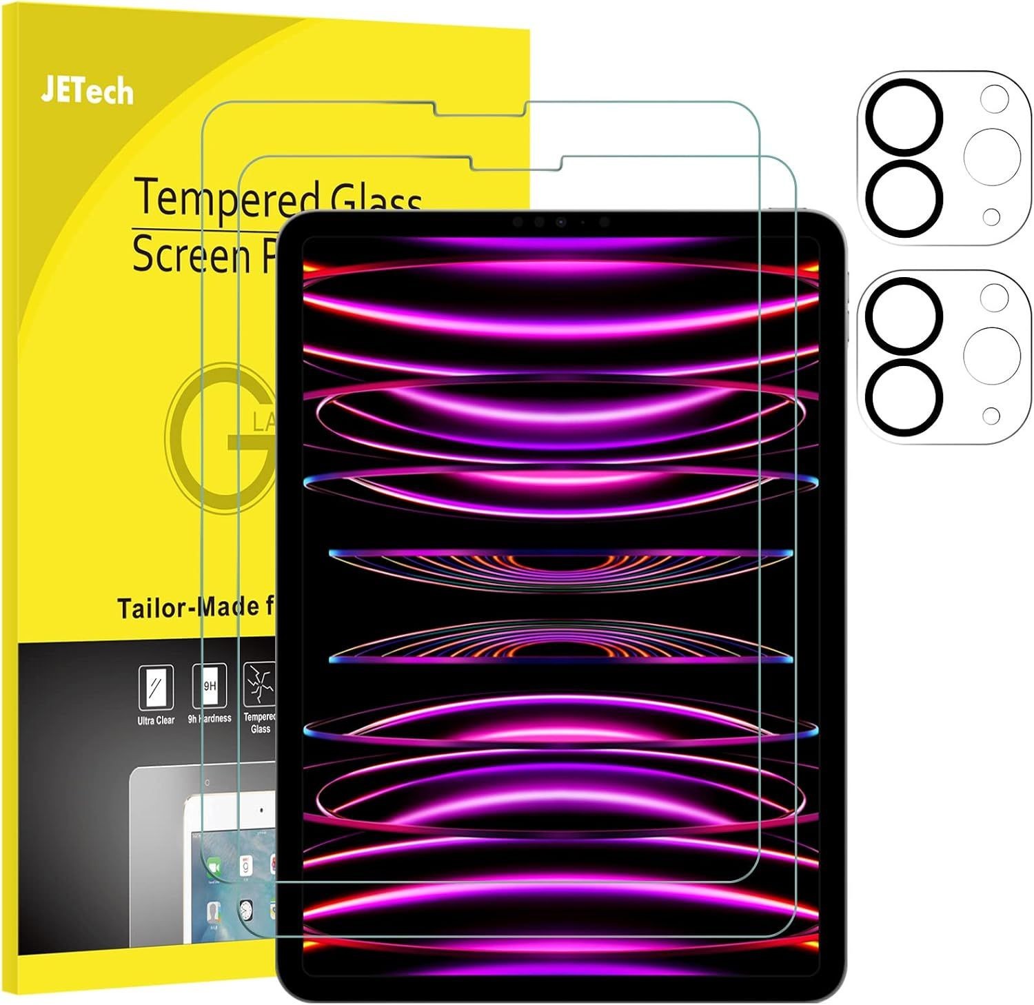 2+2 Pack of HD Clear Screen Protectors for iPad Pro 11" with Camera Lens Guard