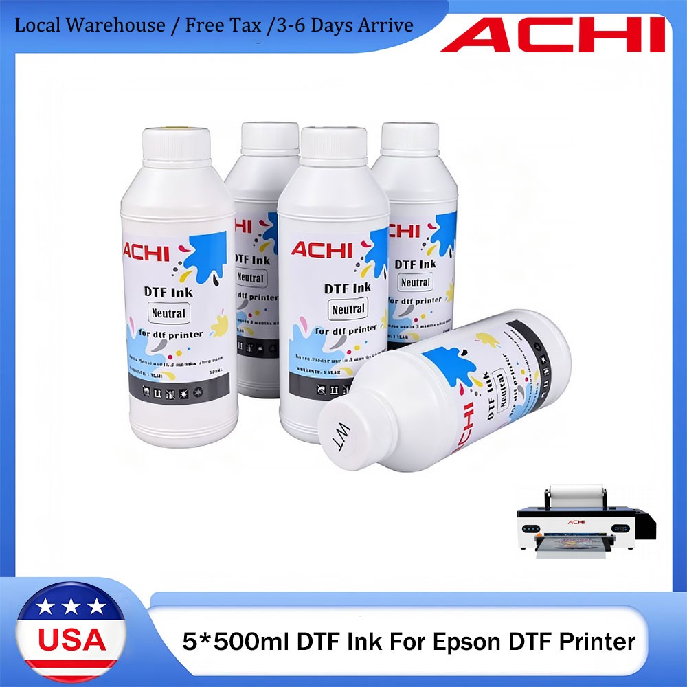 US Stock 5X500ml DTF Ink For Epson DTF R1390/L1800 XP600 T-Shirt Printer CYMKW