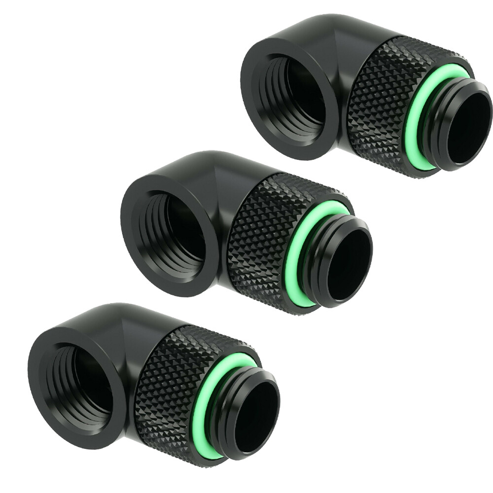 3x 90 Degree Angle G1/4" Rotary Fitting Adapter Swivel for Water Cooling