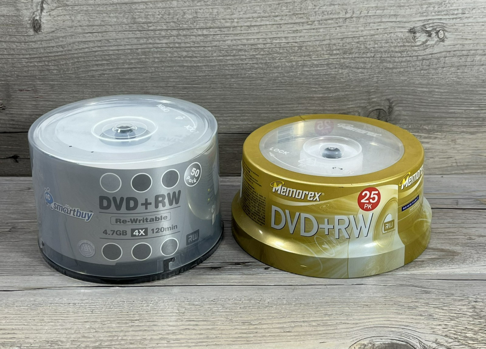 Lot 2 Smartbuy & Memorex 75 Discs DVD+RW 4X 4.7GB 120 min Rewritable Sealed