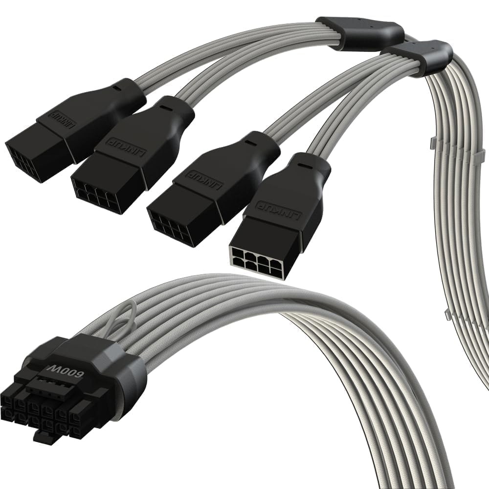 12VHPWR GPU Power Extension Cable Fits RTX 5070/5080 12+4 To 4x8 Pin 45cm