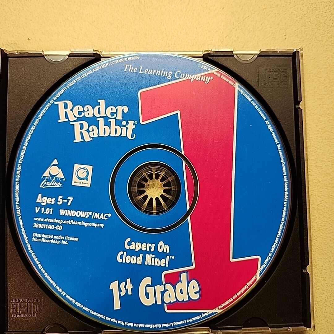 The Learning Company Reader Rabbit 1st Grade CD ROM Vintage 1998