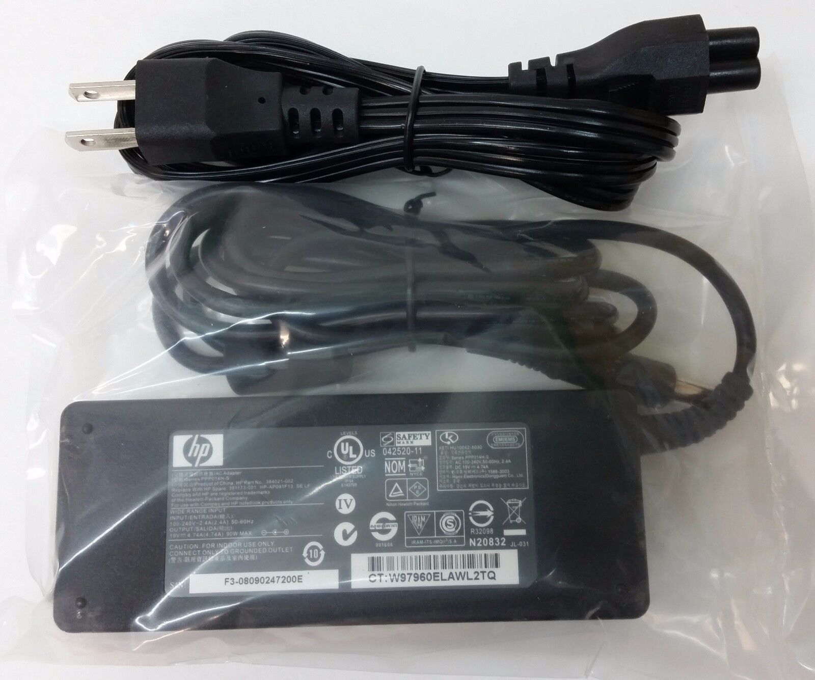 Genuine OEM HP/Compaq 90W AC Adapter PPP014H-S HP-AP091F13 384021-002 391173-001