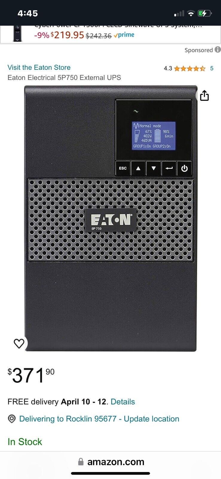 Eaton Electrical 5P750 External Universal Power Supply