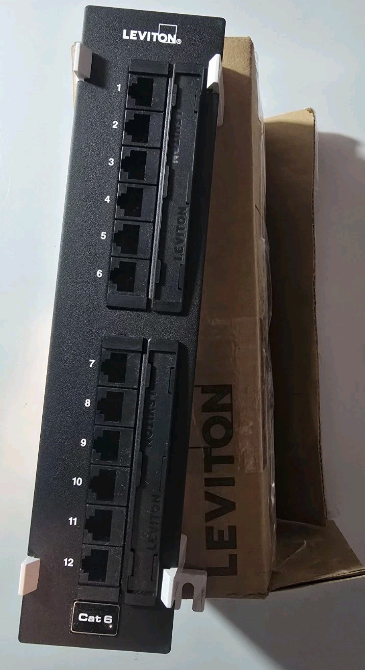 Leviton 69586-U89 Cat 6 UTP 110-Style Flat Universal Patch Block 12-Port Black