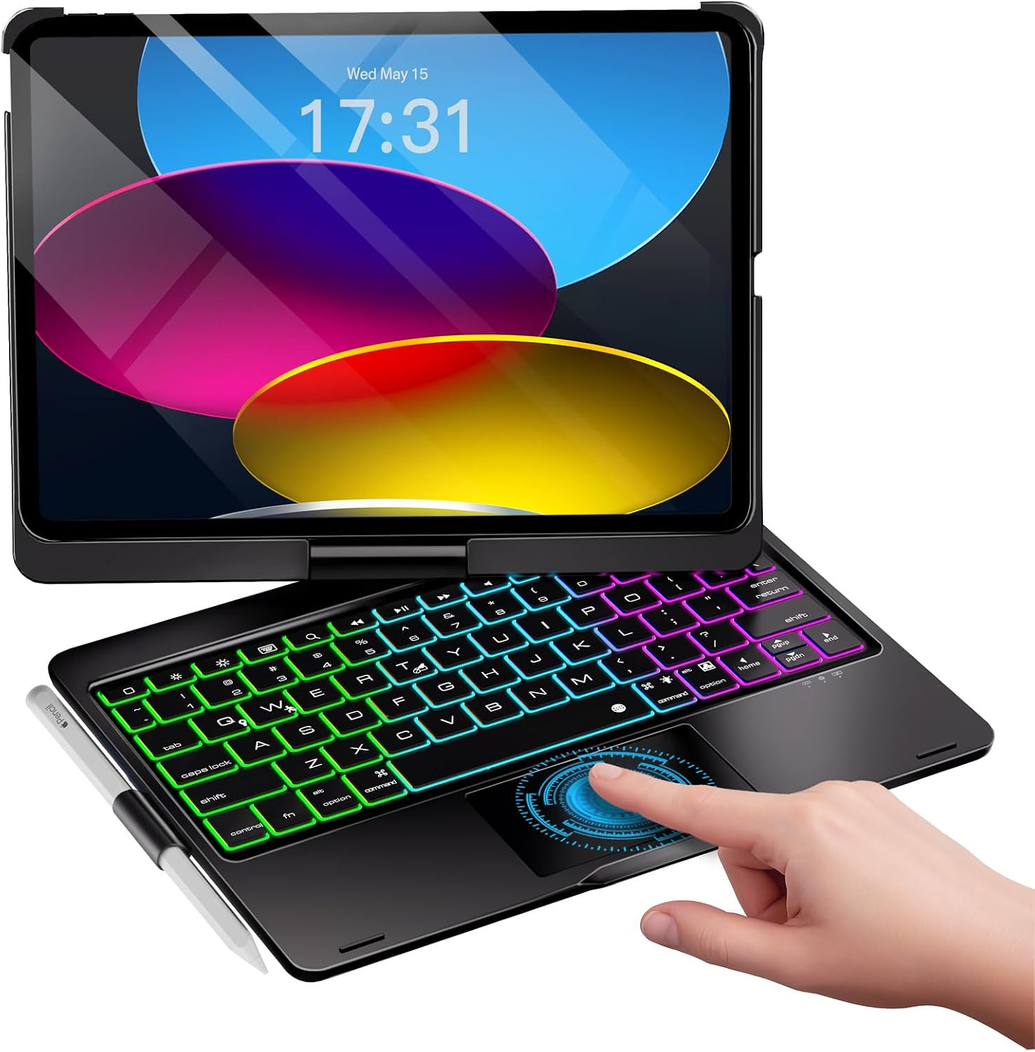 for Ipad A16 11Th/10Th/Air 11 Keyboard Case, 360 Rotating,Black
