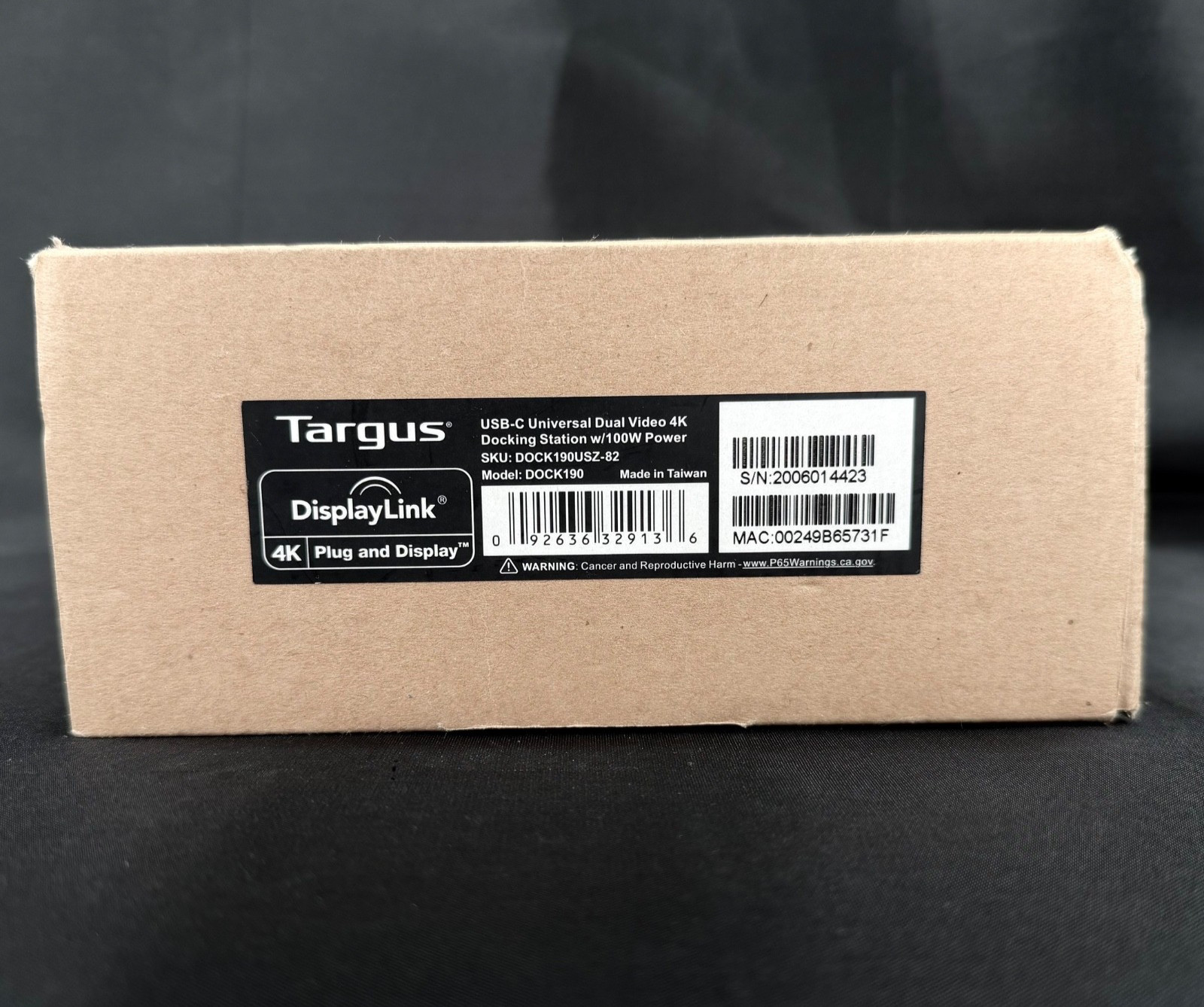 Targus DOCK190USZ-82 USB-C 100W Universal Dual 4K Docking Station - New Open Box