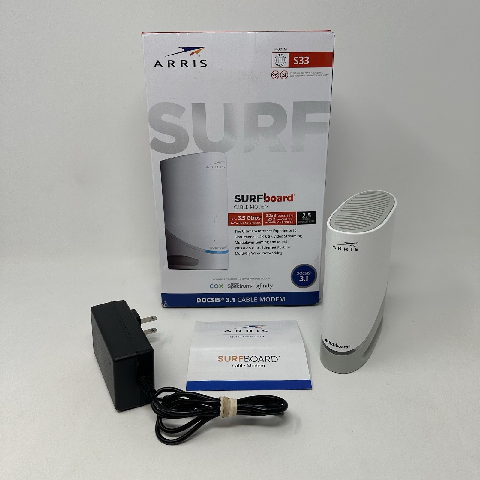 ARRIS S33 SURFboard DOCSIS 3.1 MultiGigabit Cable Modem 2.5 Gbps Ethernet Port