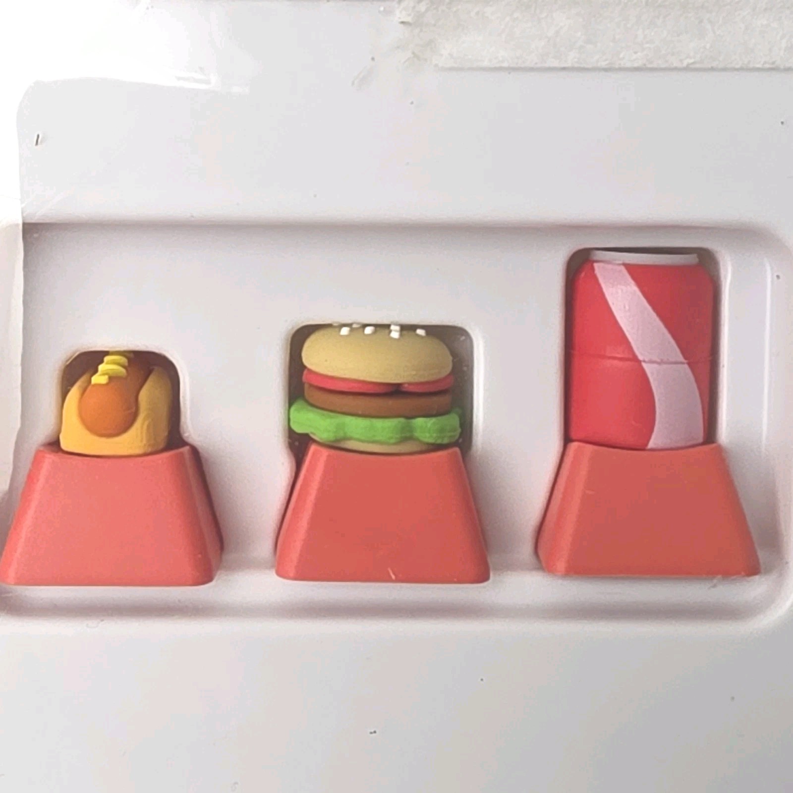 North Figural Key Cap Pack of 5 Hot Dog Burger Soda Pop Food theme NEW