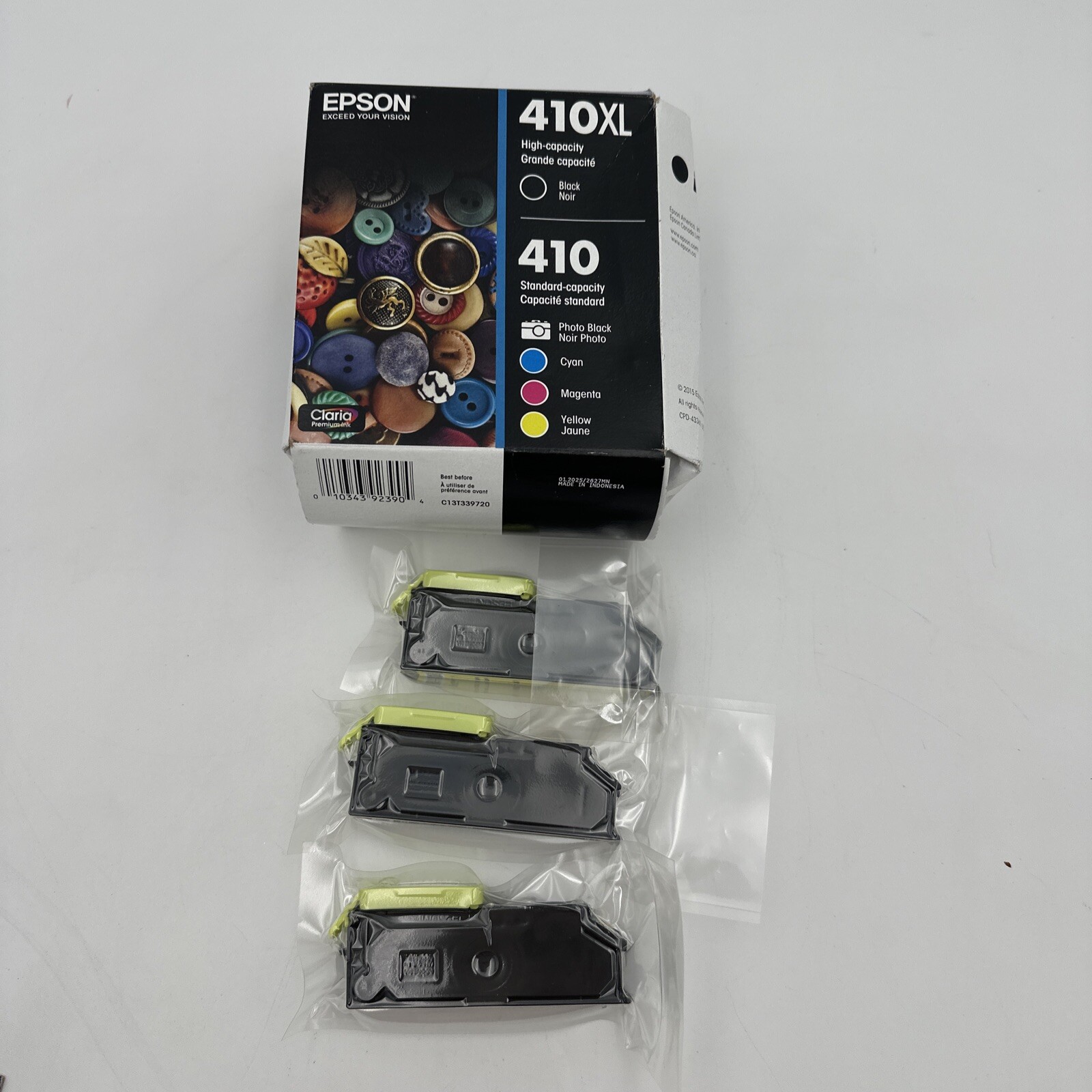 Epson 410XL Black High Capacity/Photo Black and Color-Lot Of 8