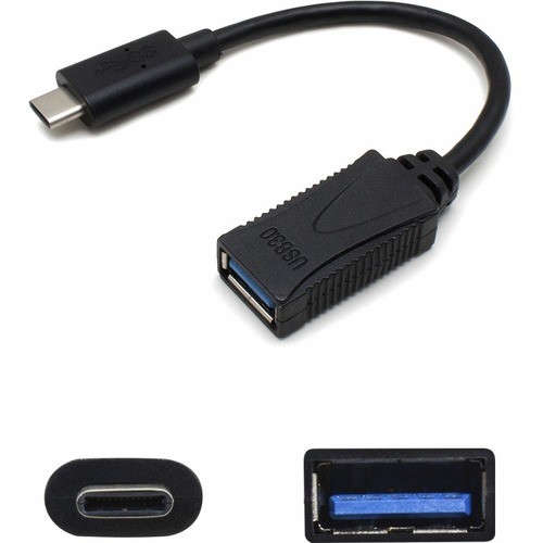 AddOn 5-Pack of USB C 3.1 Male to USB A 3.0 Female Black Adapters