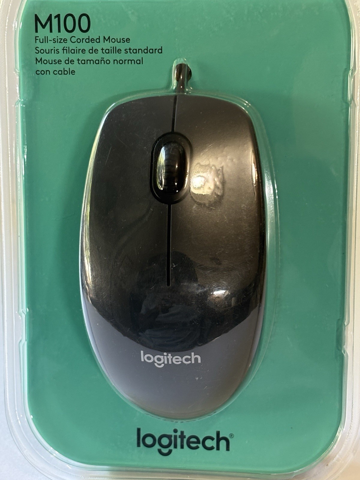 2 Pack Logitech M100 Optical Mouse Full-Size Corded USB Wired, Black Sealed