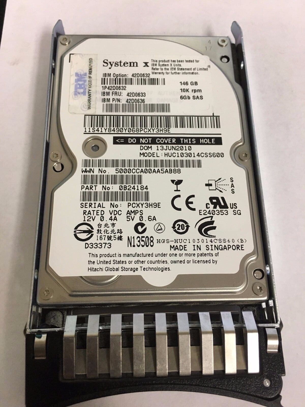 NEW IBM 42D0633 42D0636 42D0632 146GB 10K 6GBP/s 2.5" SAS HARD DRIVE