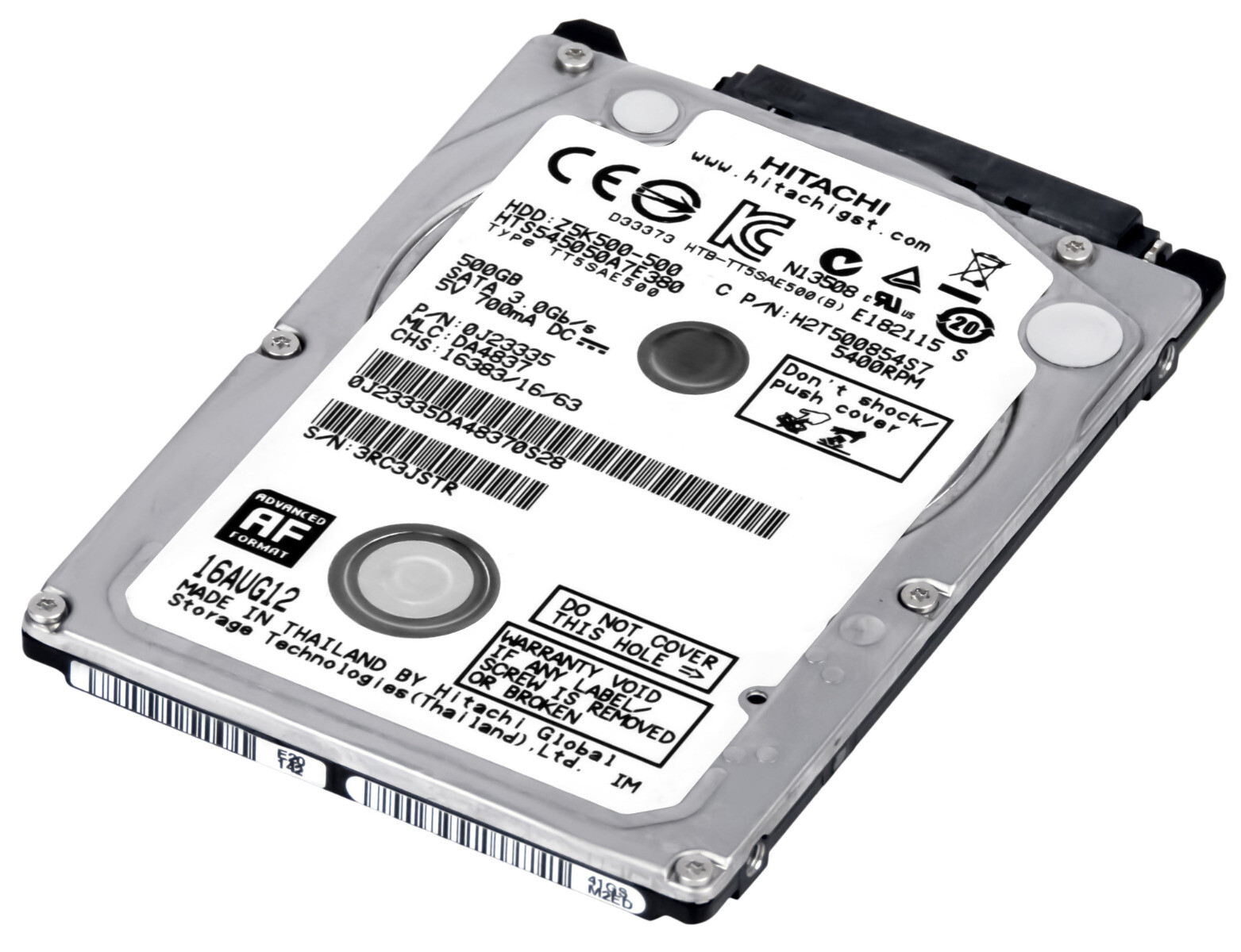 HARD DRIVE HITACHI TravelStar Z5K500 HTS545050A7E380 500GB 5.4K SATA II 2.5