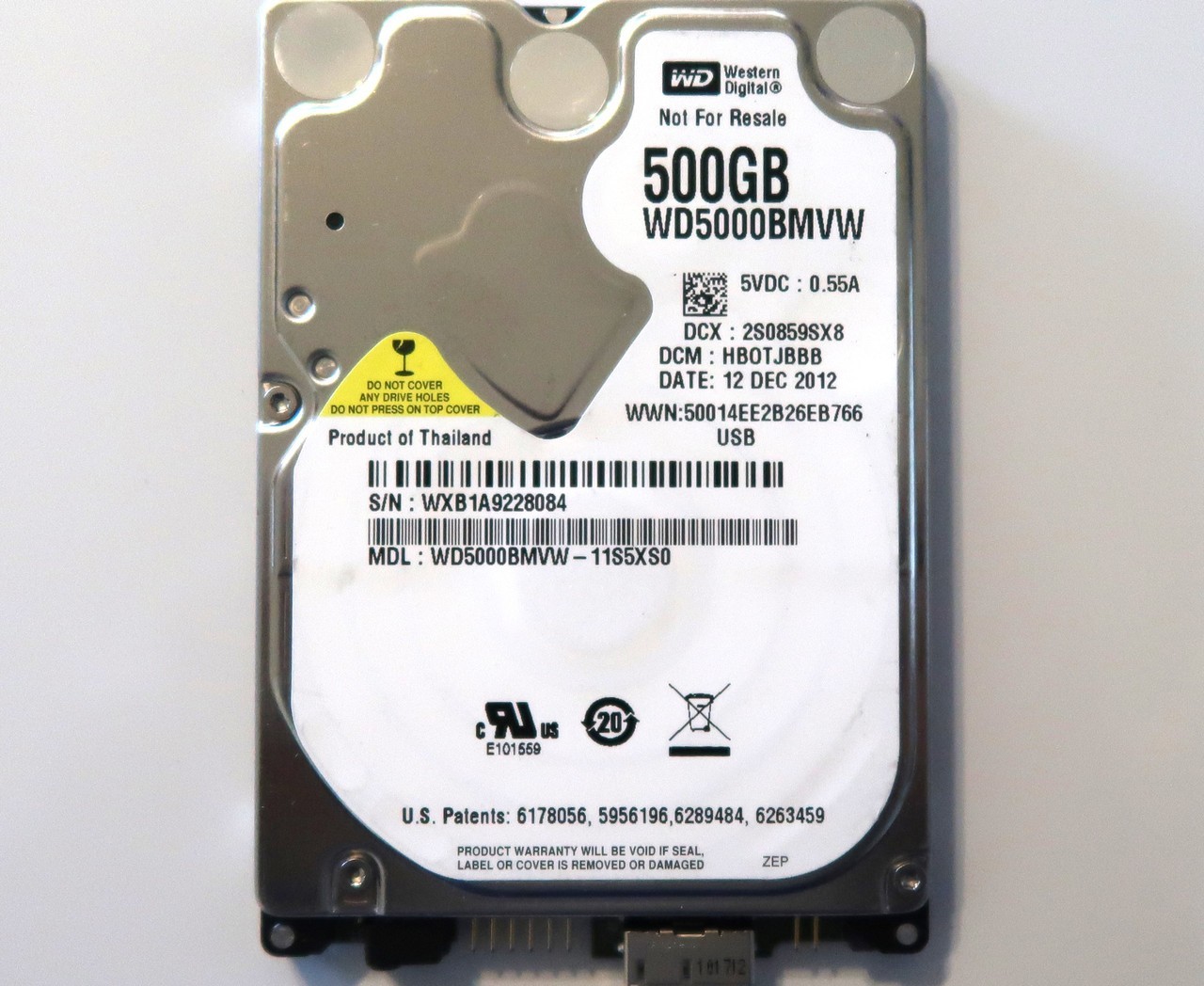 WD5000BMVW-11S5XS0 (See description for DCM’s & HDD details) Thailand USB 2012