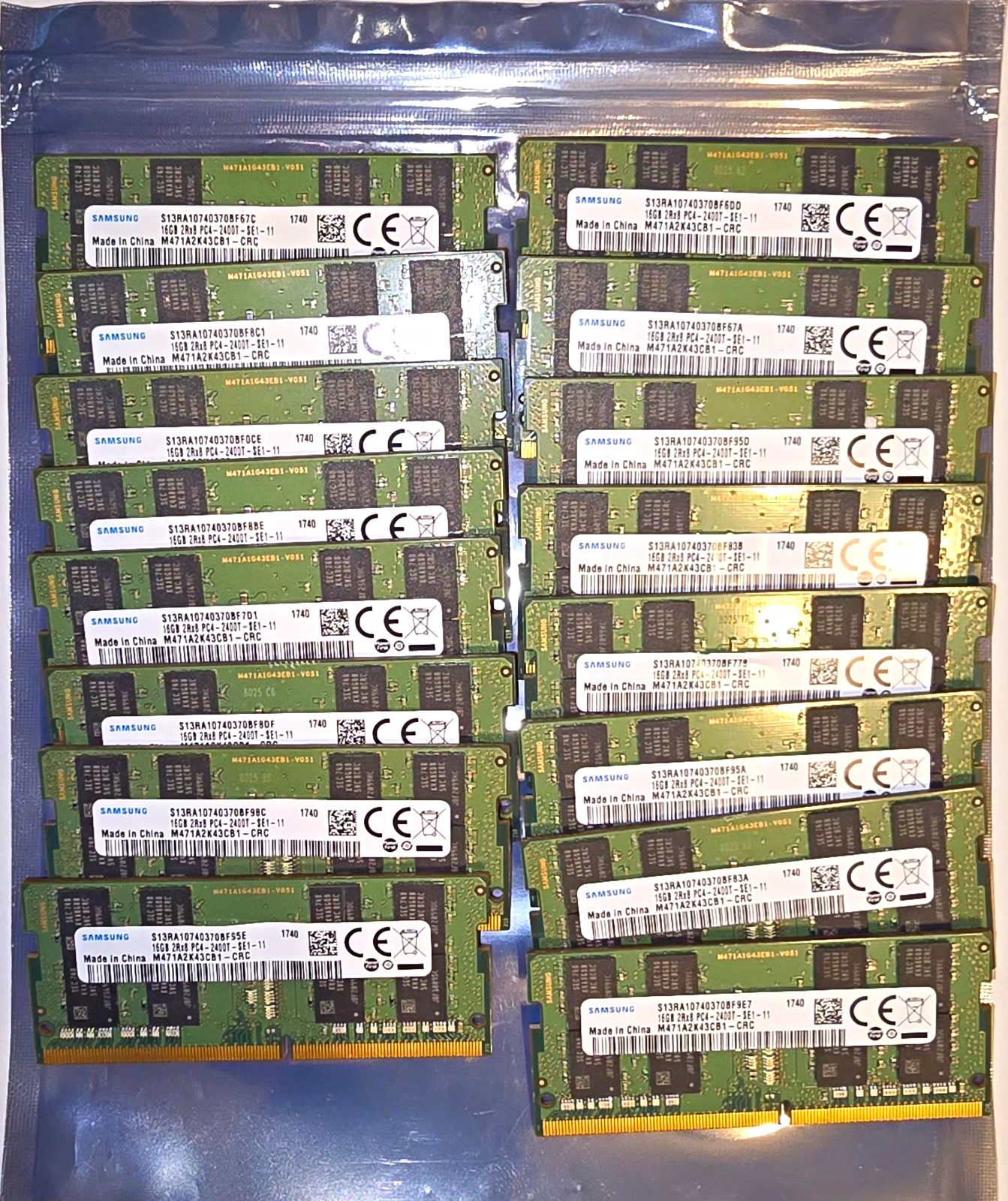 Samsung 16GB Lot (16x16GB) DDR4 SO-DIMM PC4-2400T 260-Pin Non-ECC MPN