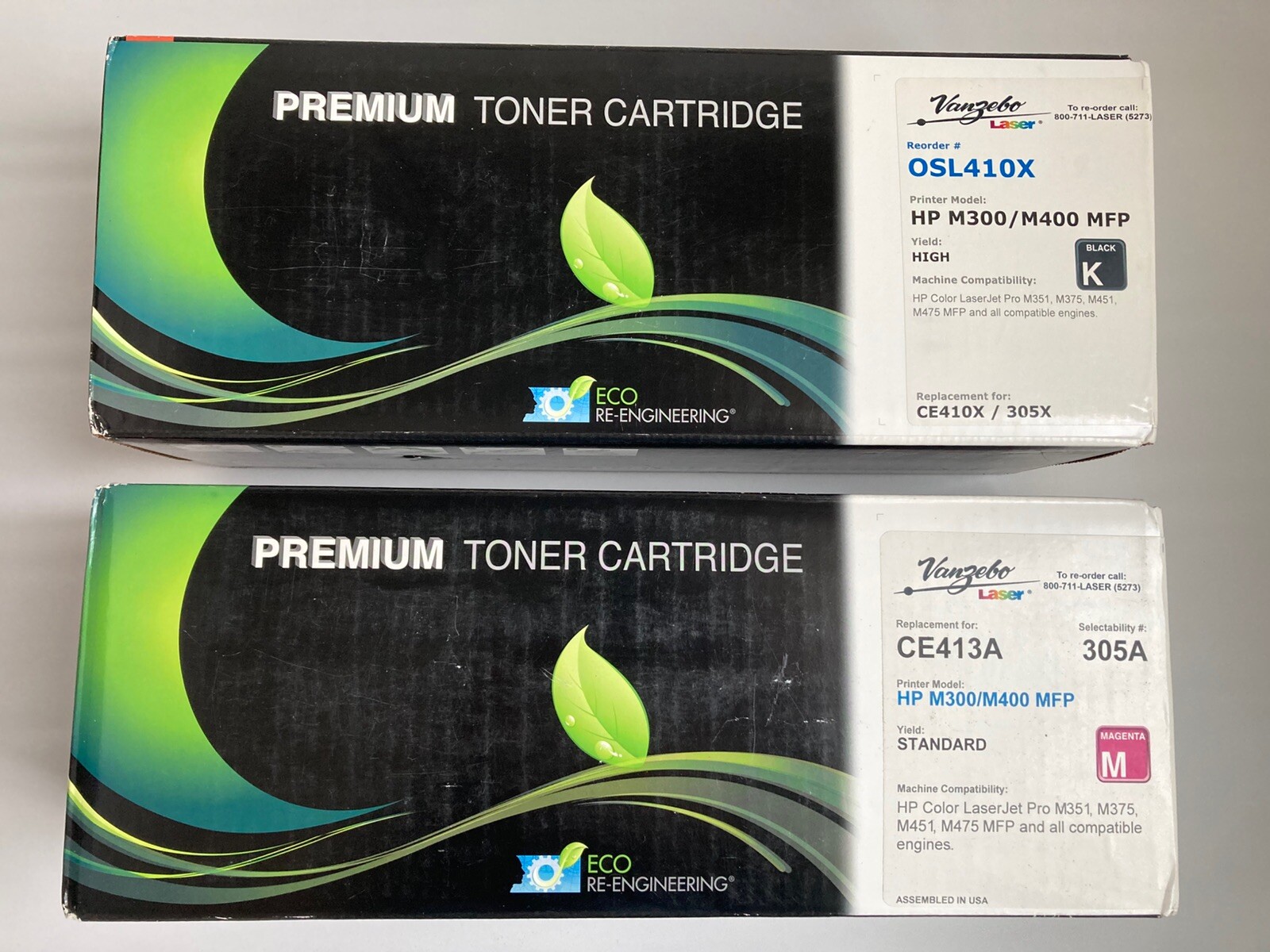 Lot 2 NEW SEALED HP Compatible Premium Toner Cartridge 410X Black CE413A Magenta