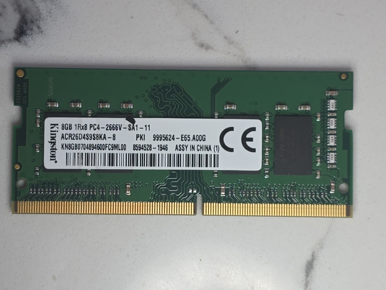 Kingston 8GB 1Rx8 PC4-2400R-SA1-11 ACR26D4S9S8KA-8 KN8GB0704894600FC9ML00
