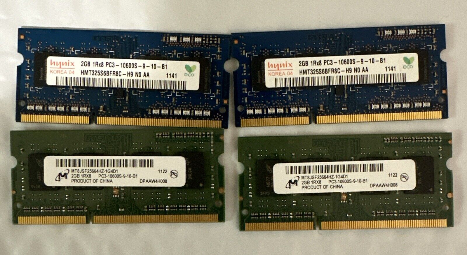 Hynix/Micron 8 GB (4x2 GB) 1RX8 PC3-10600S-9-10-B1 DDR3 SDRAM
