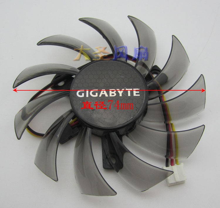 8CM Graphics Card Fan PLD08010S12H 12V 0.25A 3-wire Long Cable For Gigabyte