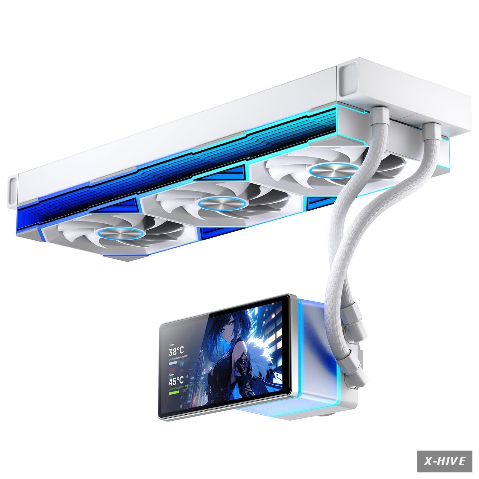 PF360 360mm AIO CPU Liquid Cooler LCD ARGB White for Intel AMD AM5 LGA1851
