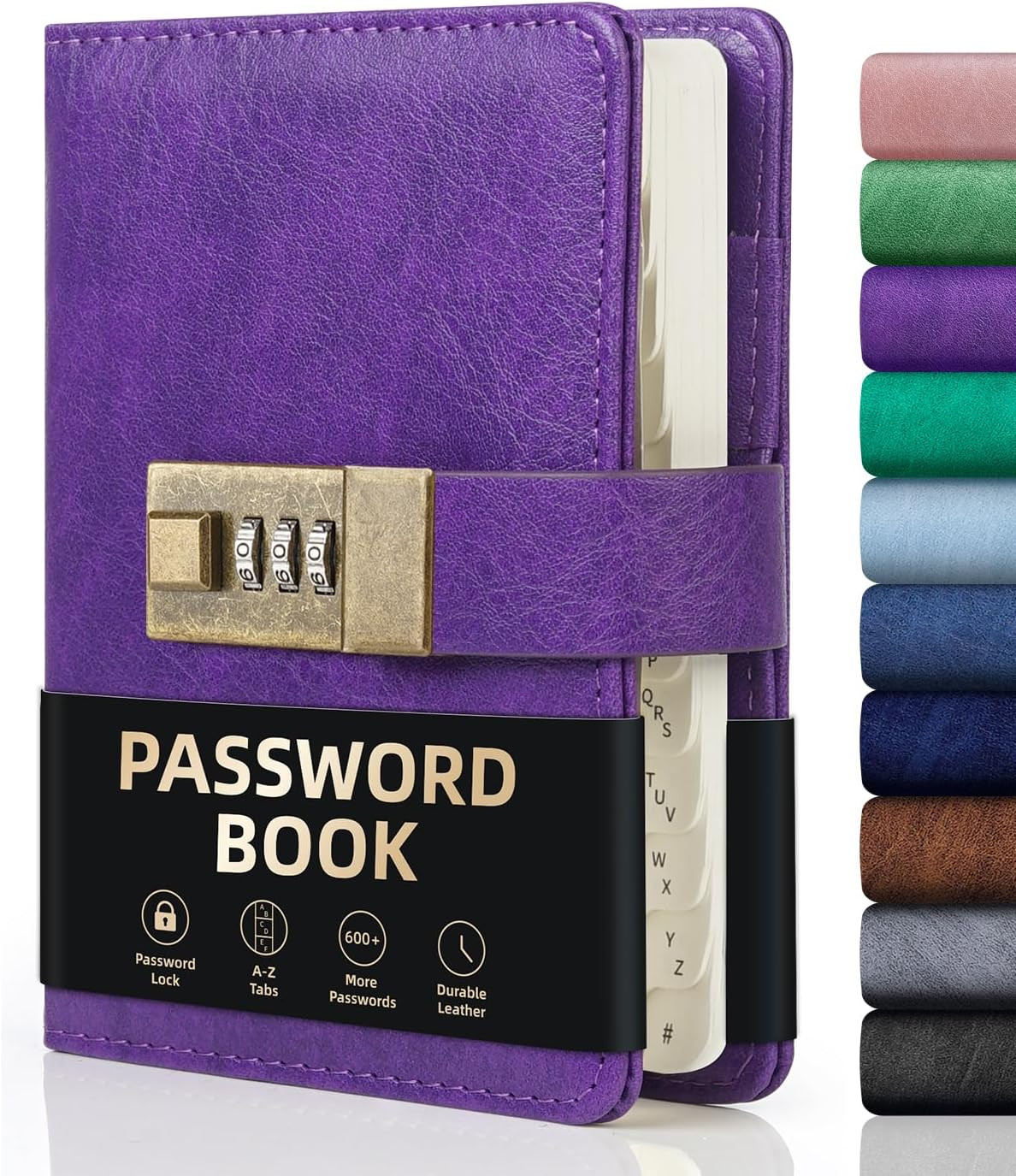 WEMATE Password Book with Lock with Alphabetical Tabs 600+ Password Space,Passwo