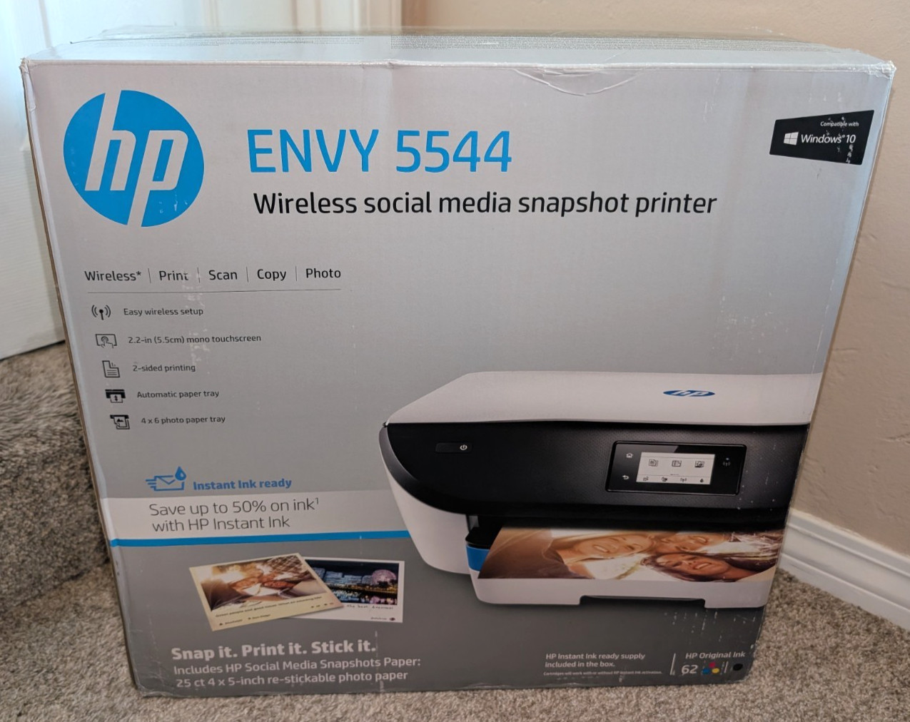 HP Envy 5544 All-in-One Wireless Social Media Snapshot Printer - NEW, Open Box